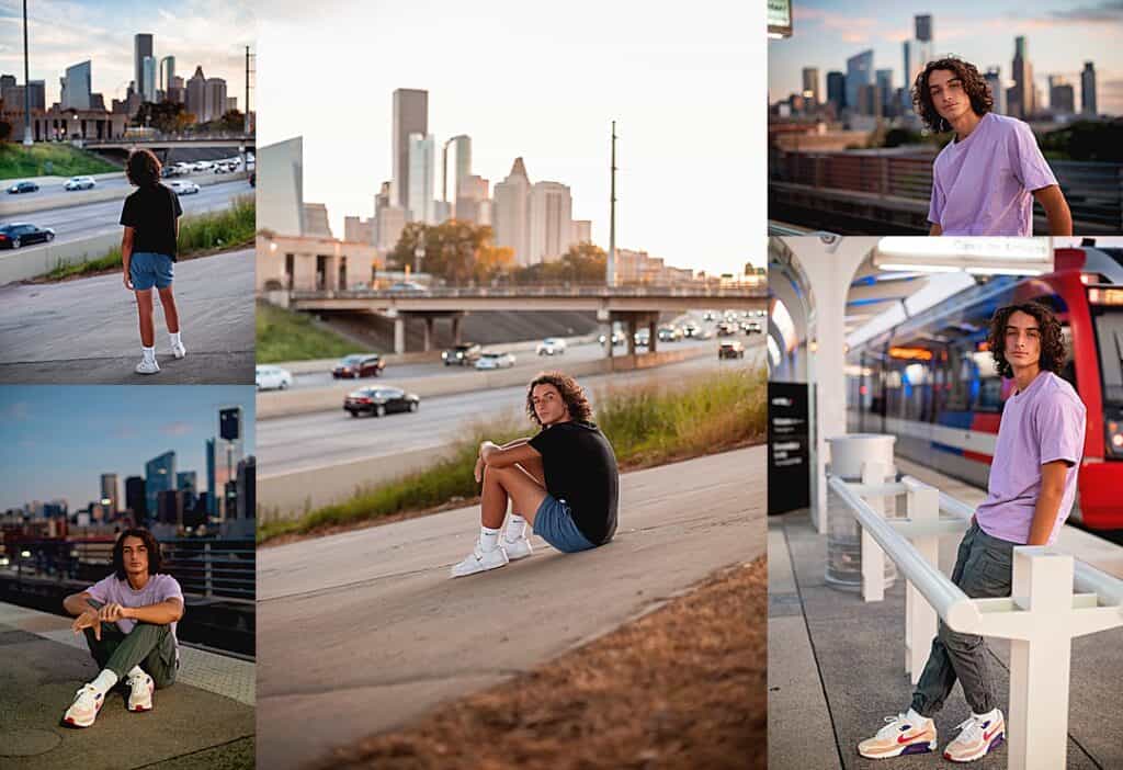 Downtown senior photography in Houston, TX