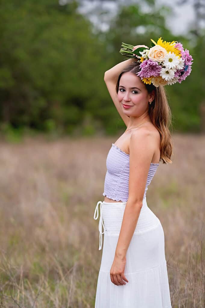 senior girl with flower