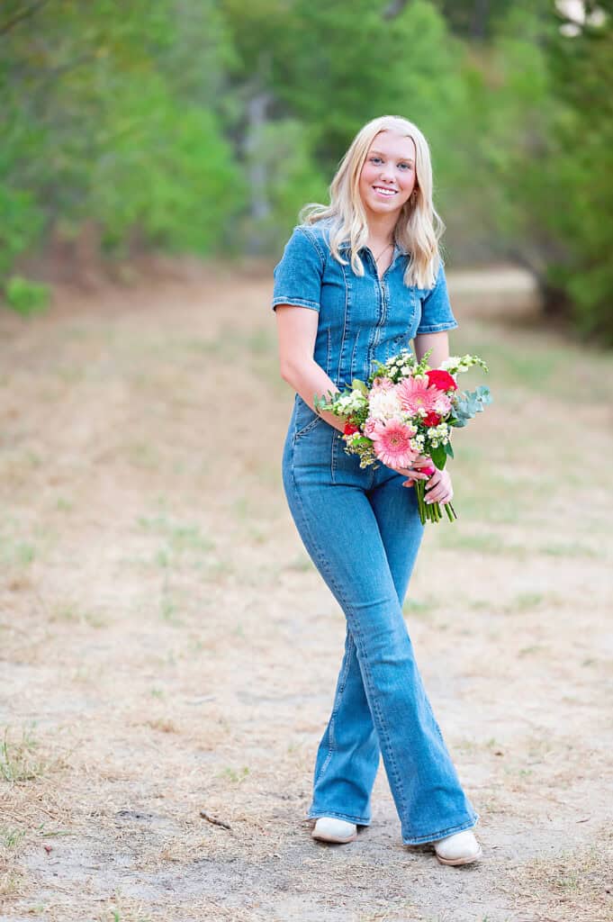 senior photography with flowers